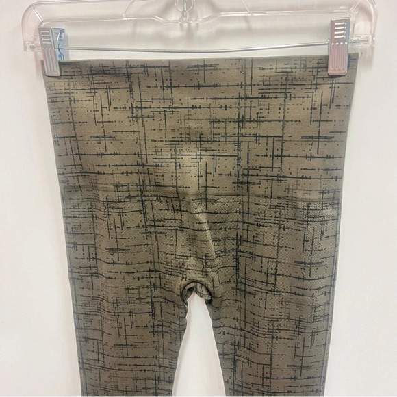 Spanx army green with black pattern full length leggings w/wide waistband size L - Picture 2 of 7